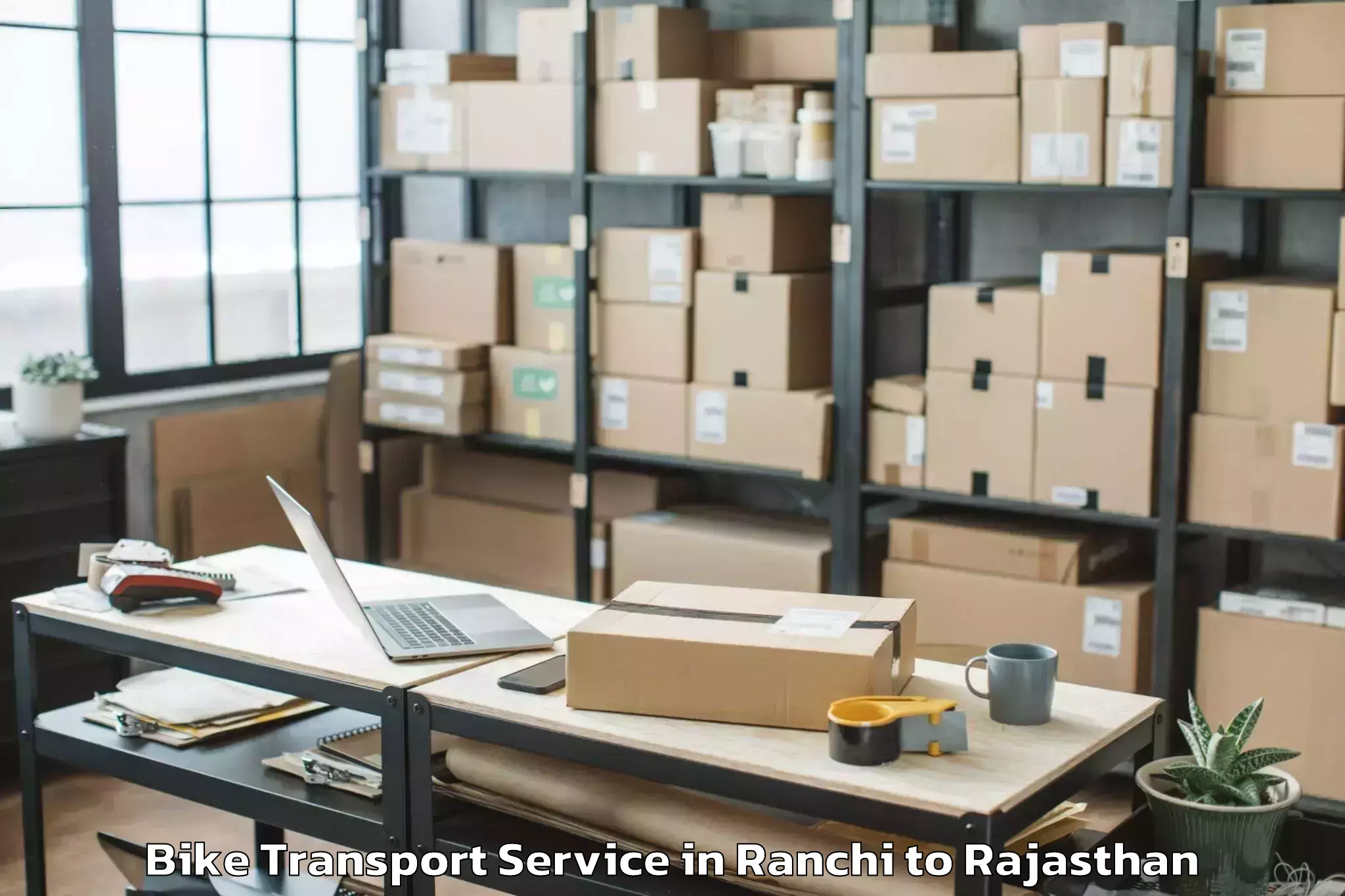 Professional Ranchi to Sheoganj Bike Transport